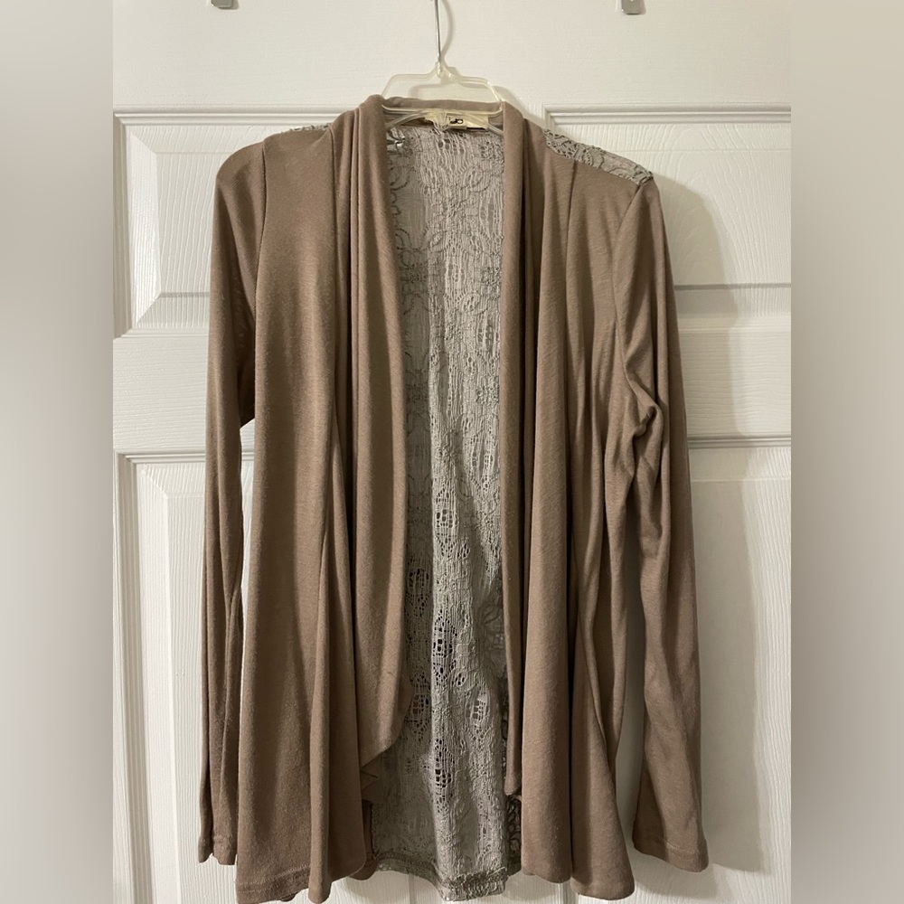 Tan Kimono Too with Lace Back